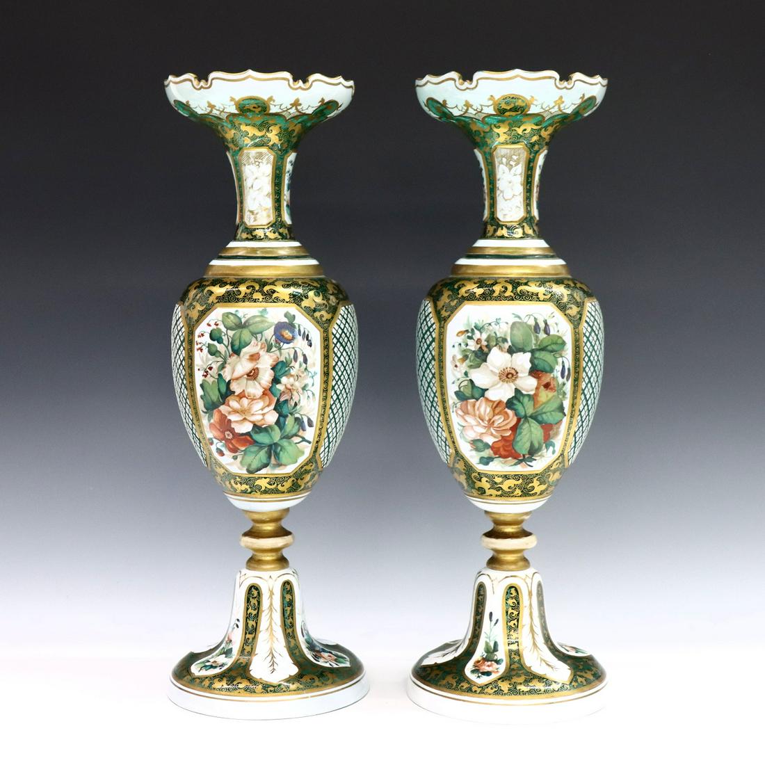 Pr Of Bohemian Overlay Vases (1 of 5)