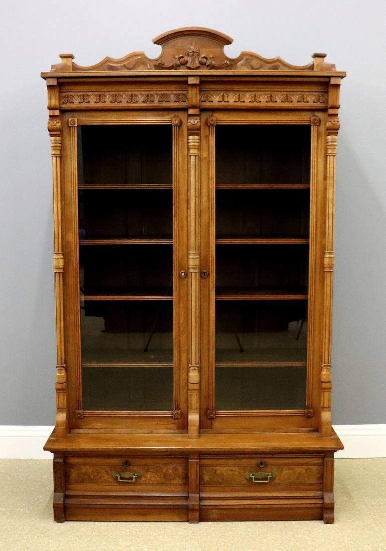 Victorian Walnut Bookcase (1 of 3)
