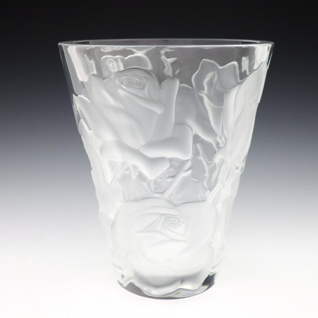 Lalique Ispahan Rose Crystal Vase (1 of 7)