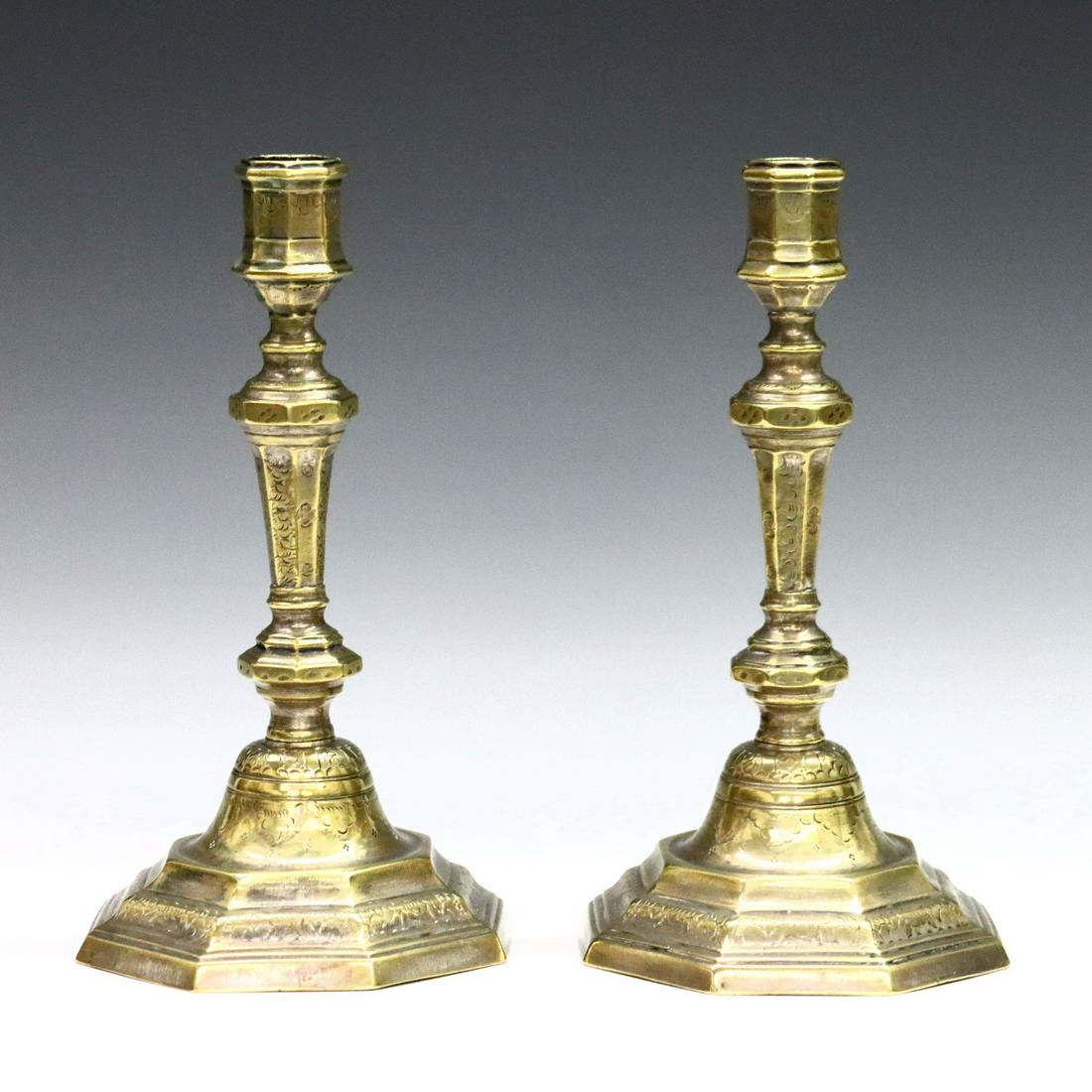 Pr Dutch Brass Candlesticks (1 of 2)