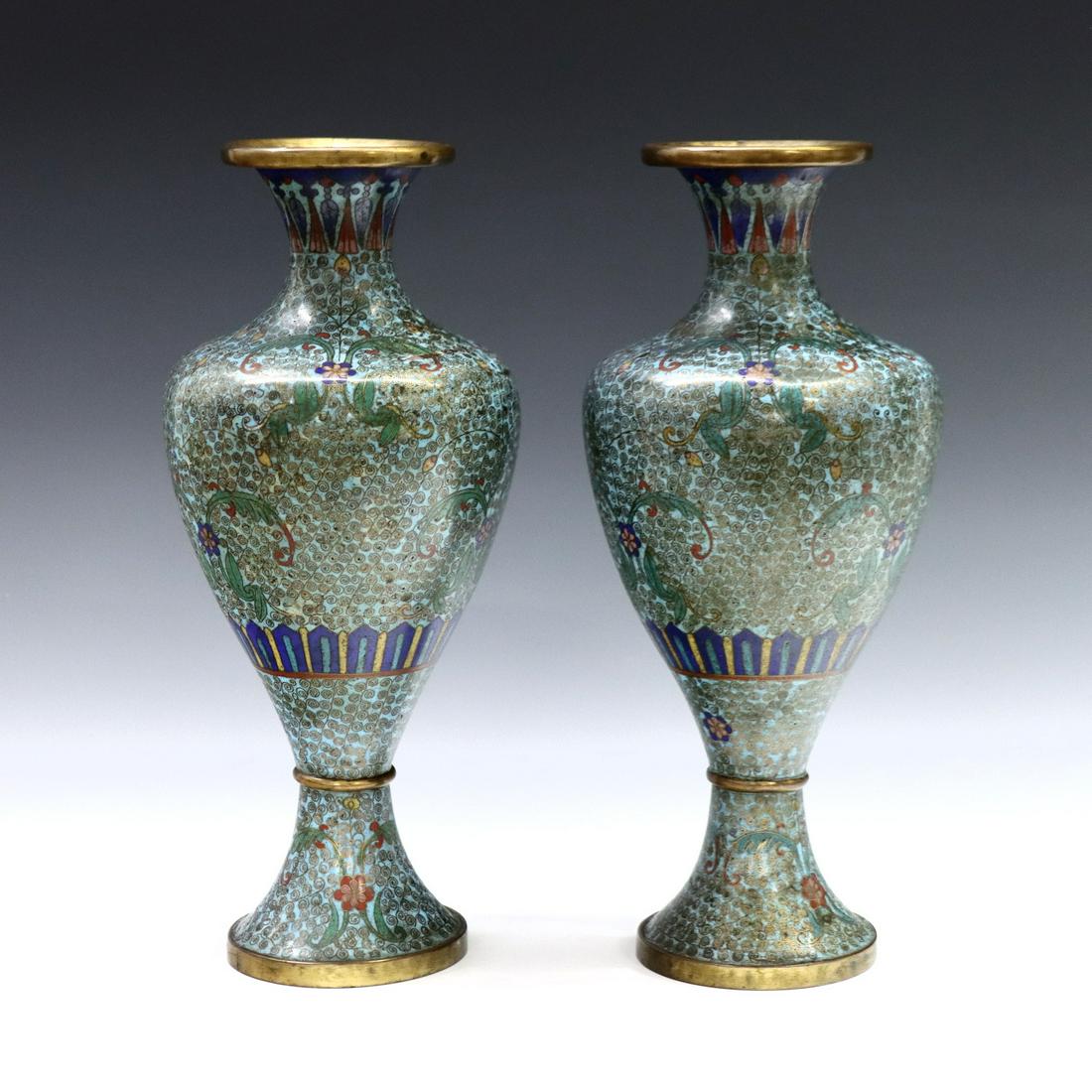 Pr Chinese Cloisonne Vases (1 of 6)