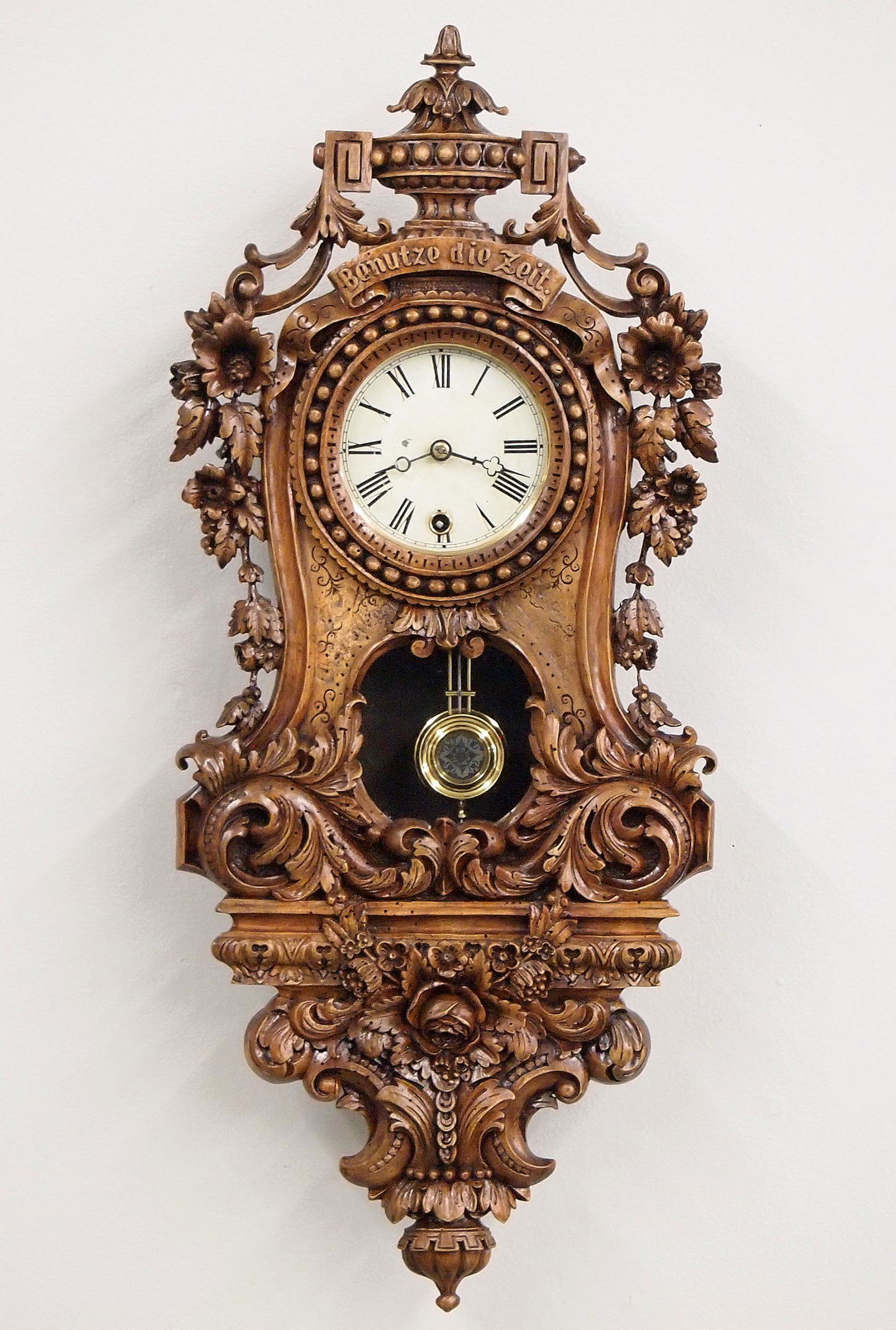 P Haas Carved Wall Clock (1 of 5)