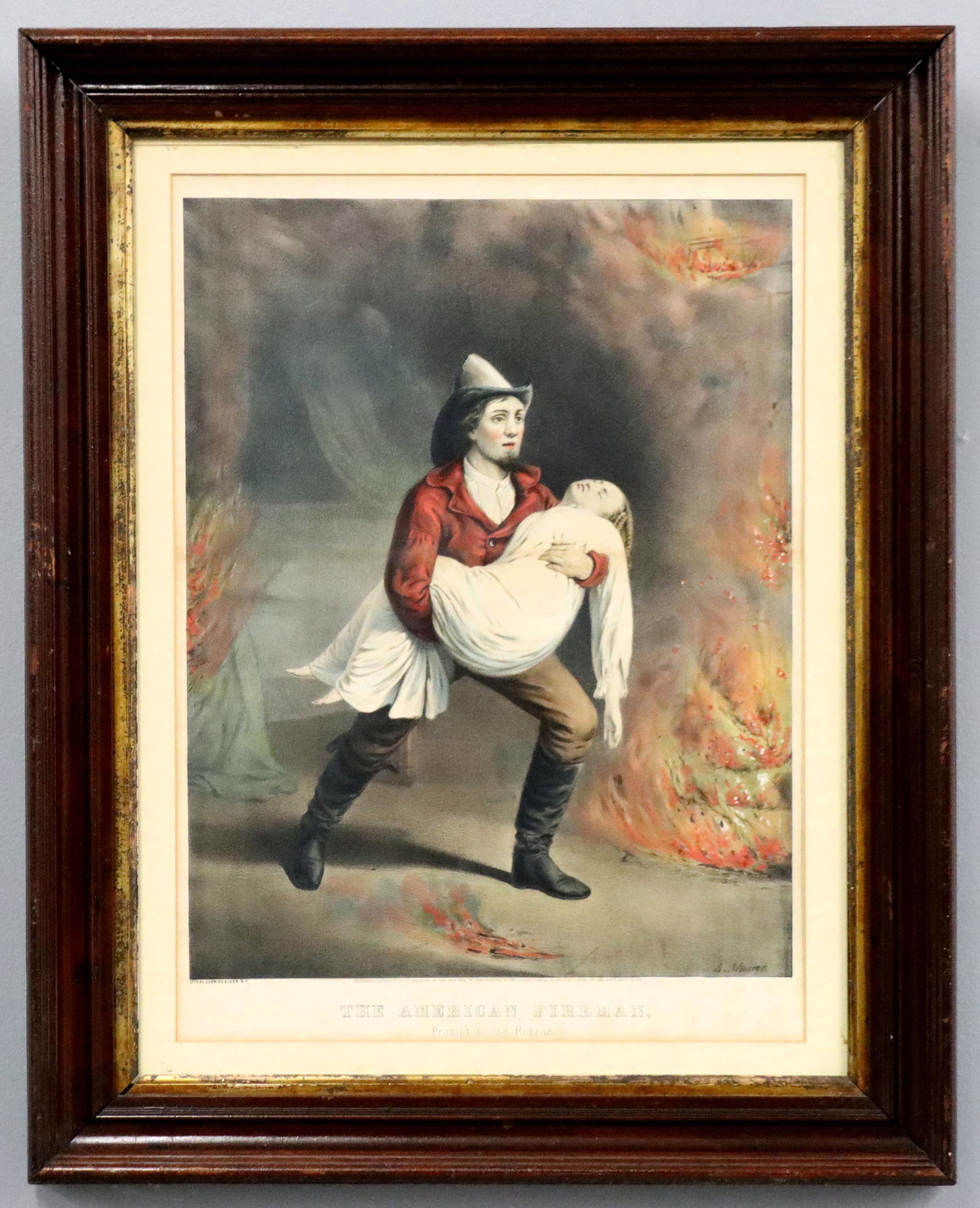 Currier & Ives American Fireman Lithograph (1 of 5)