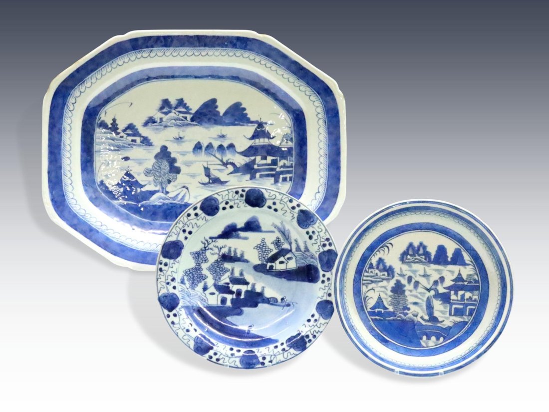3 pc Chinese Blue & White Porcelain (1 of 6)