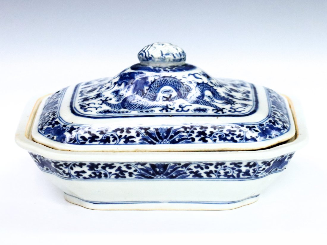 Chinese Blue & White Porcelain Covered Dish (1 of 2)