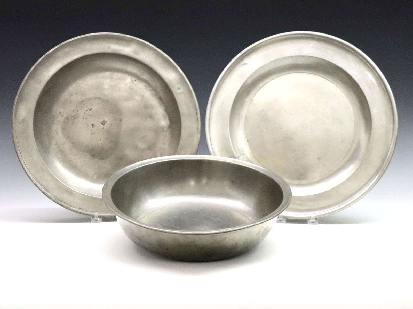 2 American Pewter Chargers & Bowl (1 of 1)