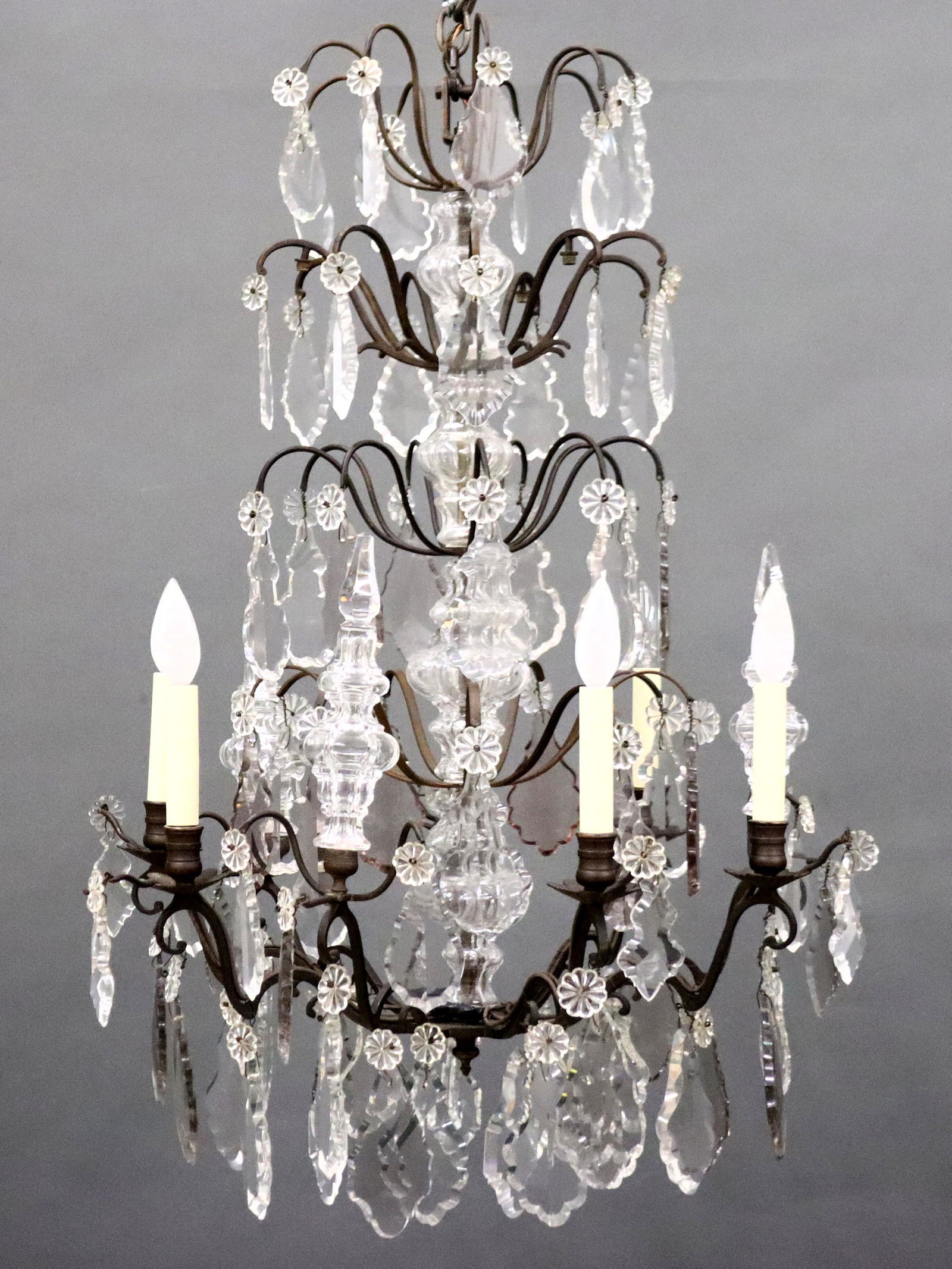 French Bronze & Crystal Chandelier (1 of 4)