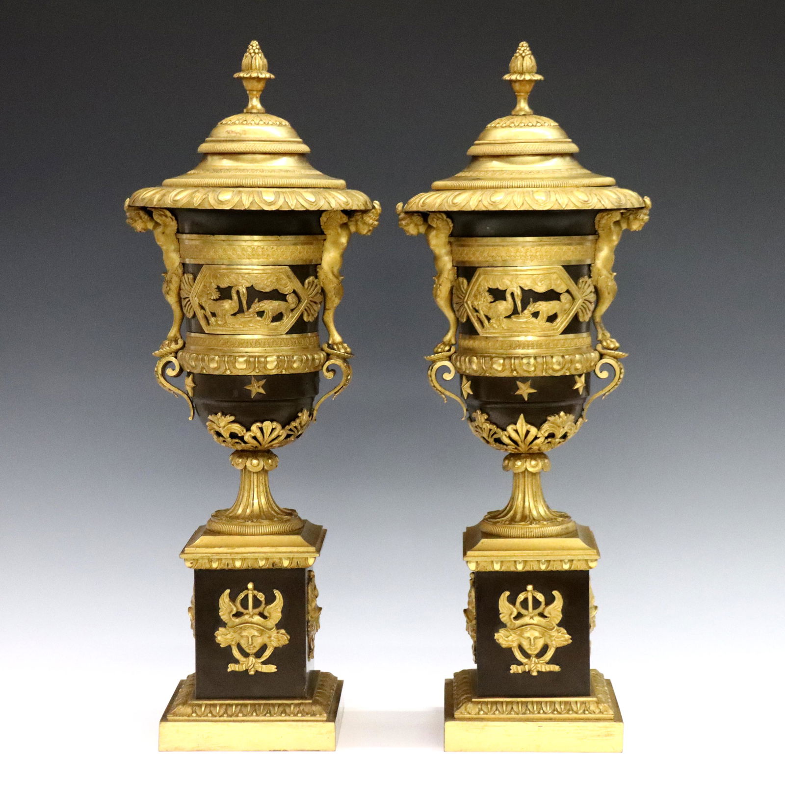 Pr French Bronze Garniture Vases (1 of 20)