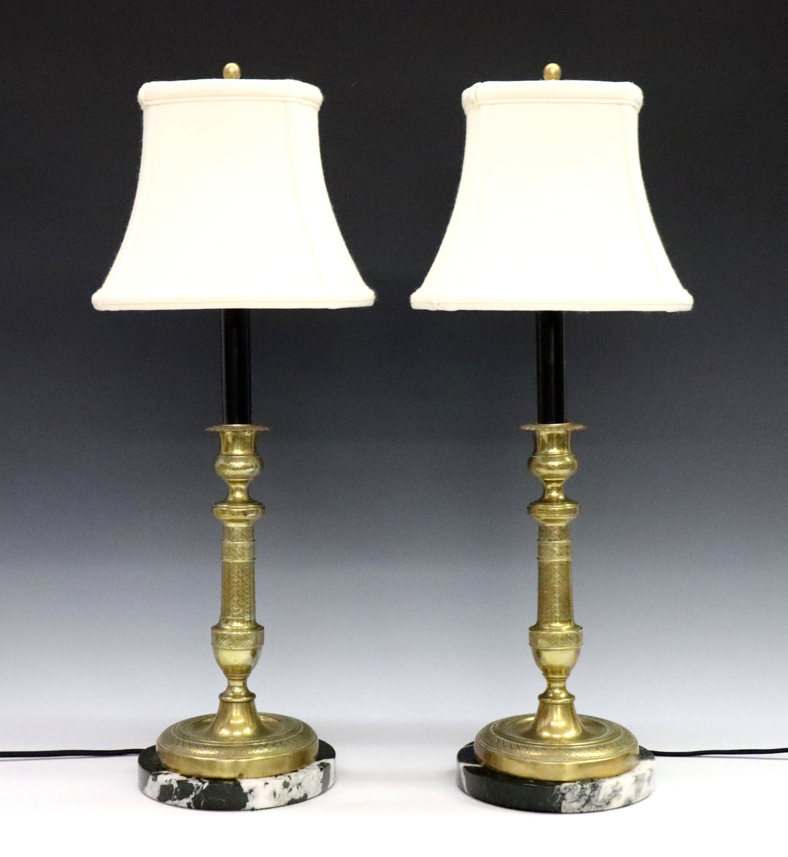 French Brass Candlestick Lamps (1 of 2)