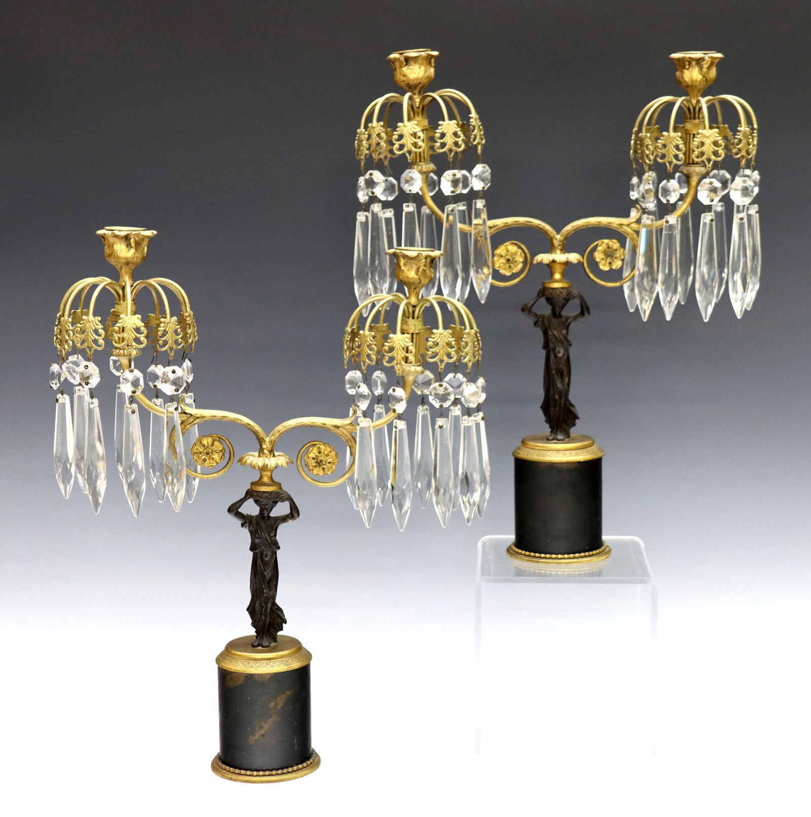 Pr Victorian Bronze Candelabra (1 of 4)