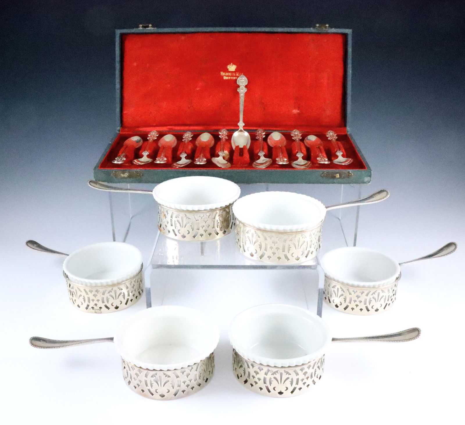 6 Silver Souffle Dishes & 12 Demitasse Spoons (1 of 3)