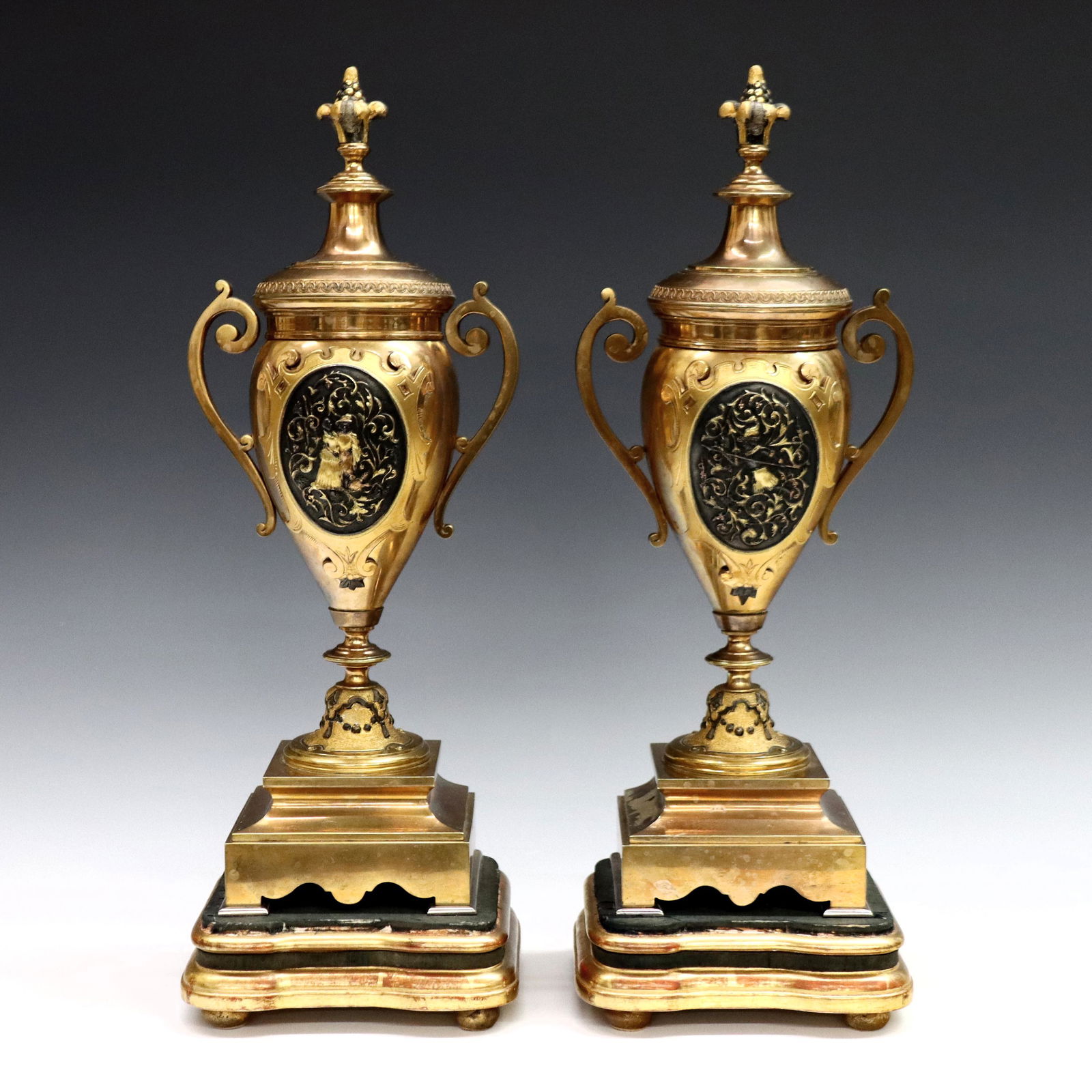 Pr French Bronze Garniture Urns (1 of 5)