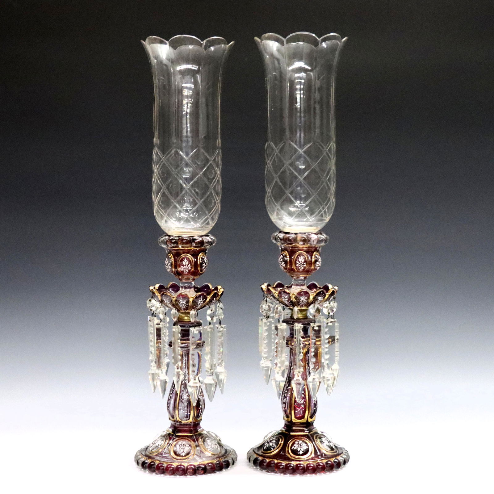 Pr Czech Glass Candlesticks (1 of 2)