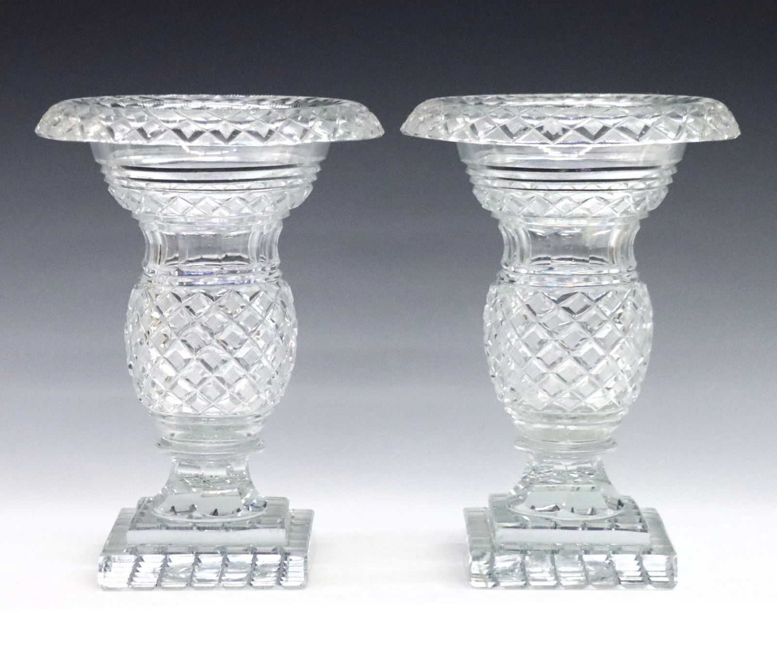 Pr Anglo-Irish Cut Crystal Vases (1 of 9)