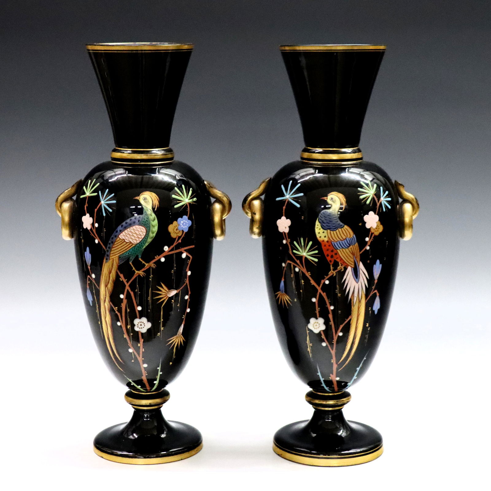 Pr Victorian Enameled Glass Vases (1 of 2)