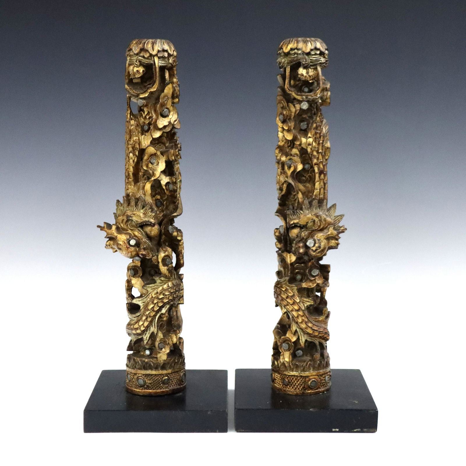Chinese Carved Candlesticks (1 of 2)