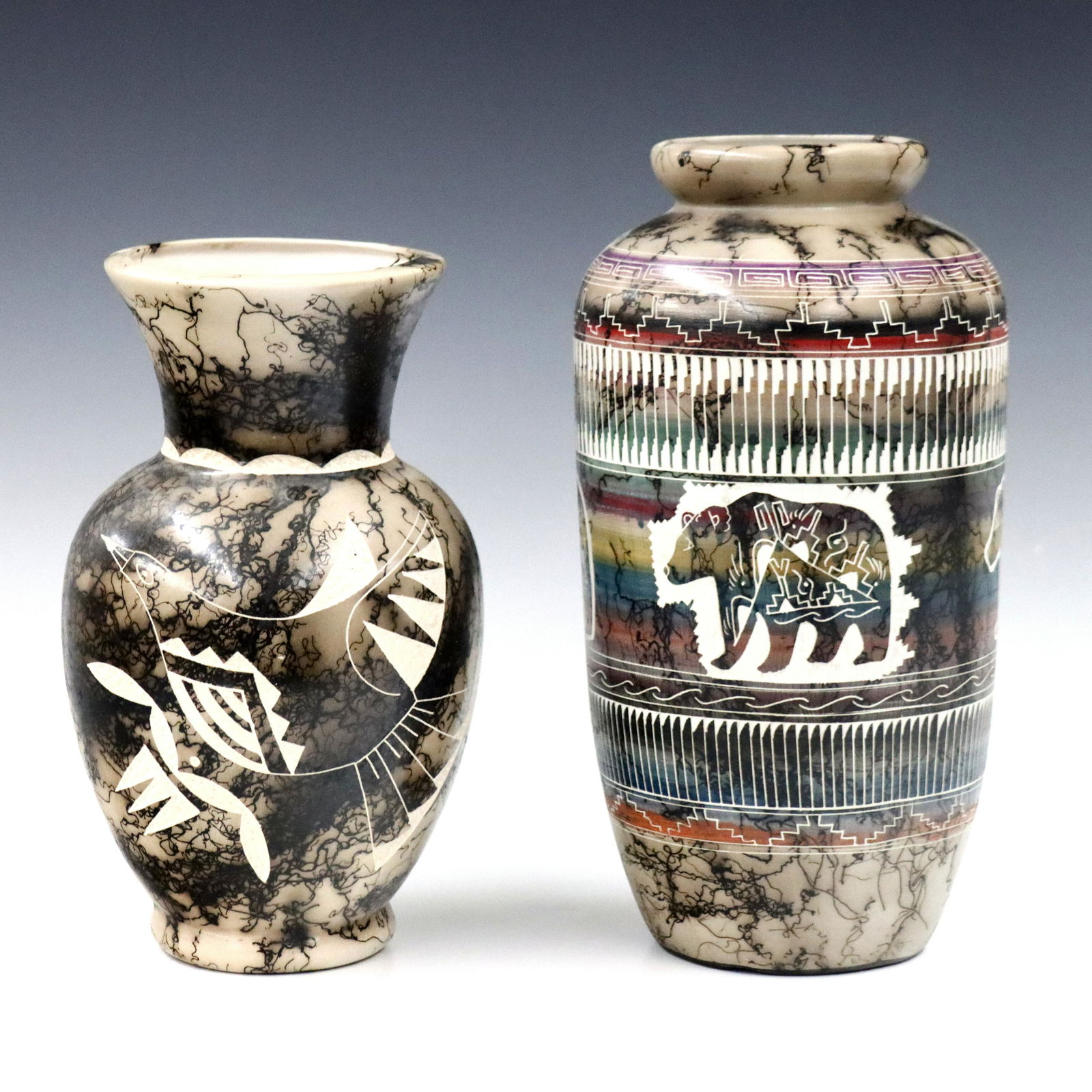 2 Navajo Horse Hair Pottery Vases (1 of 4)
