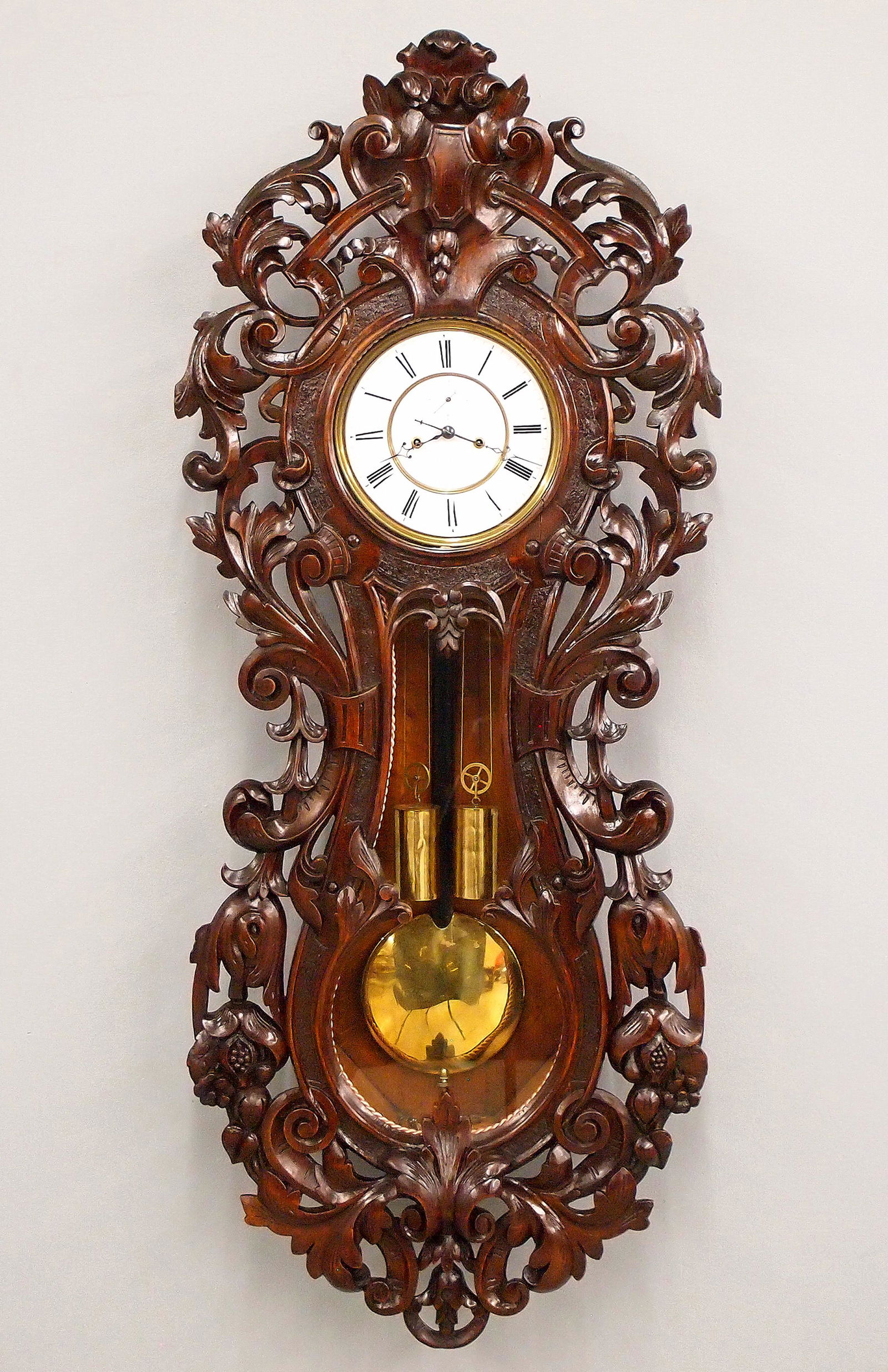 Carved Lenzkirch 2 Weight Wall Clock (1 of 5)