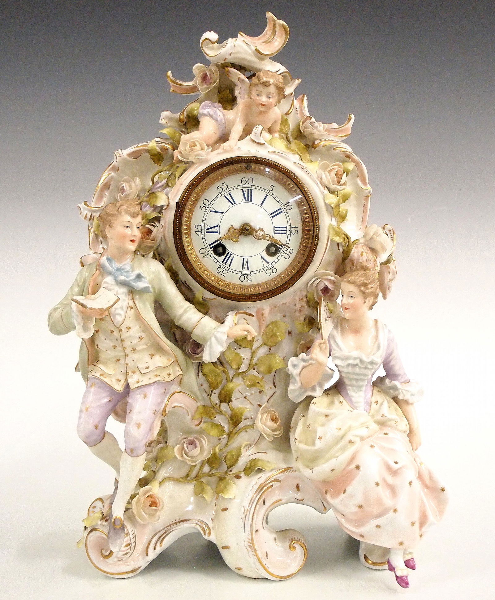 Lenzkirch Porcelain Mantel Clock (1 of 6)