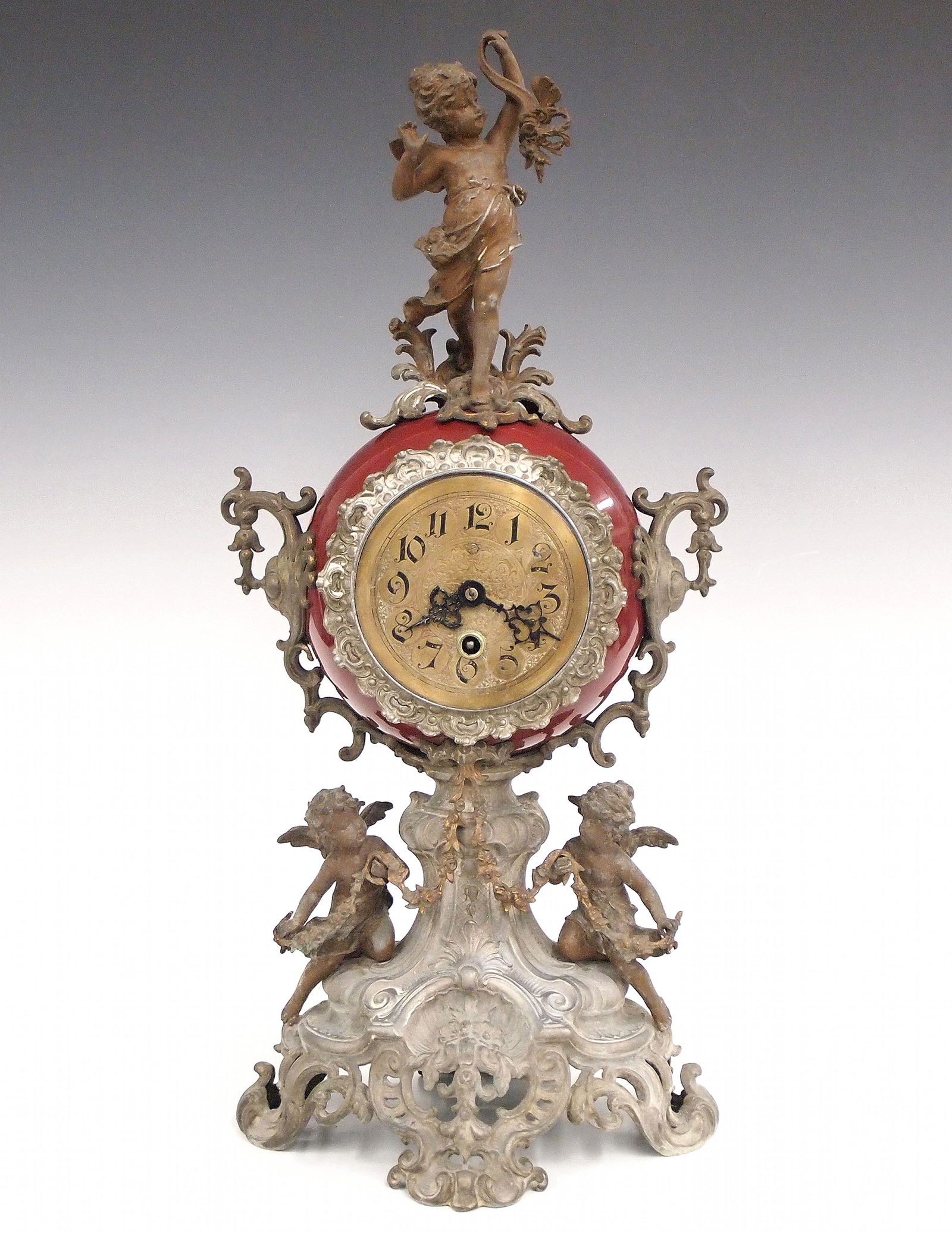 Lenzkirch Porcelain And Spelter Mantel Clock (1 of 4)