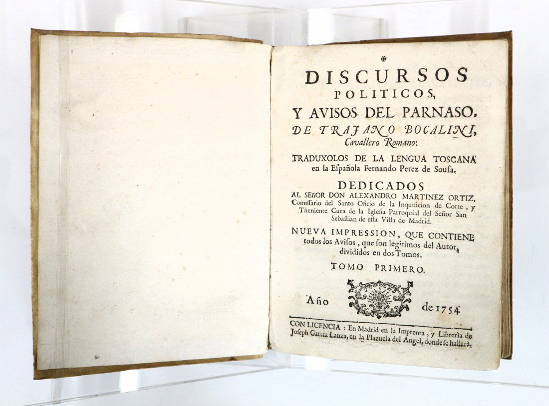 Boccalini Discursos Politicos, Avisos del Parnaso Vol I-II (1 of 4)