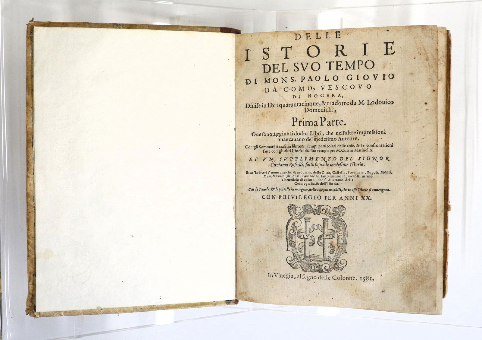 Giovo Istorie del suo Tempo di Mons. Paolo Giovio Vol I-II (1 of 2)