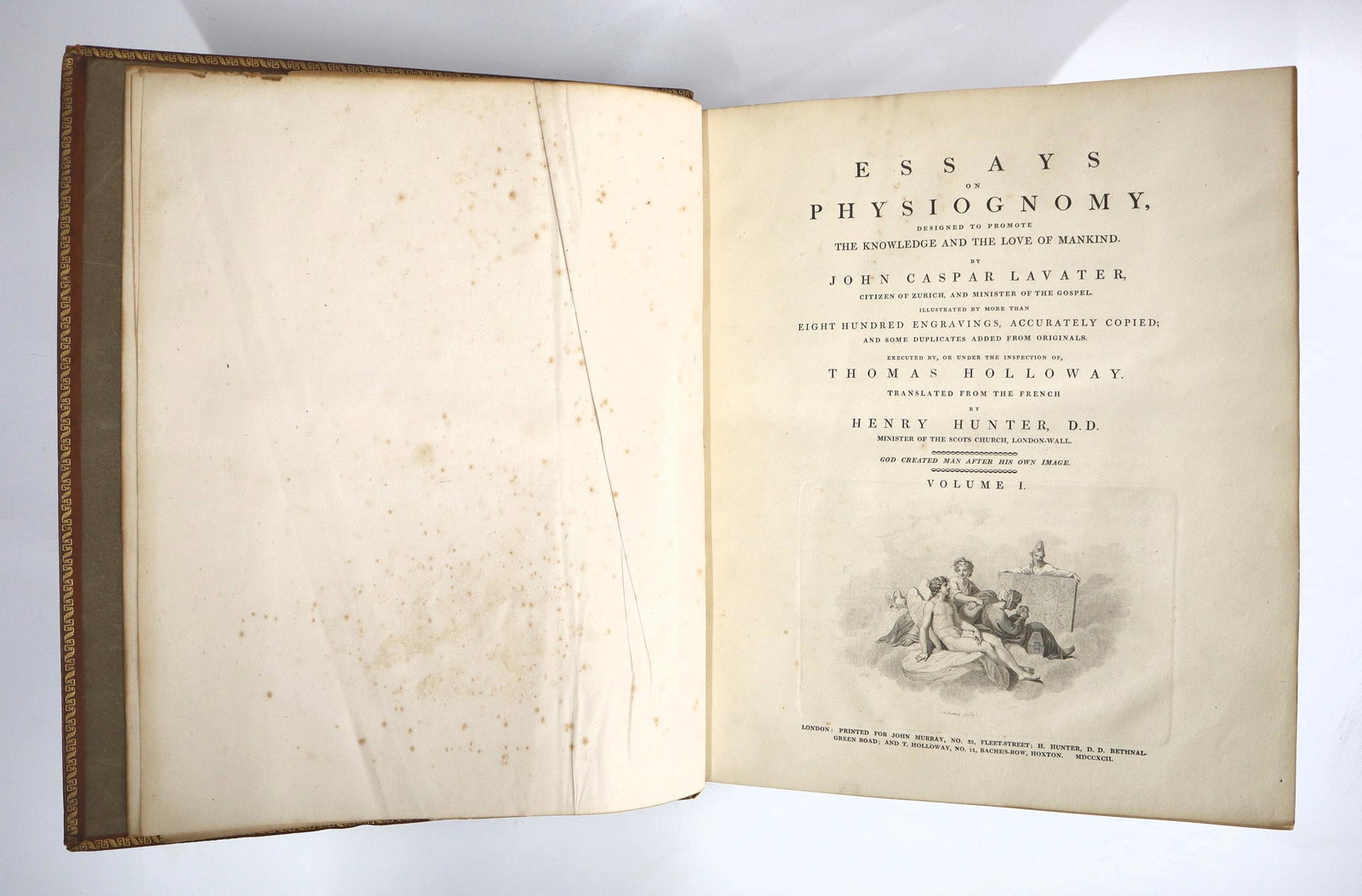 Lavater Essays on Physiognomy Vol I-V: Lavater, John Caspar. "Essays on Physiognomy, Designed to Promote the Knowledge and the Love of Mankind" Volumes I - V, translated to English by Henry Hunter. Includes 800 engravings printed by Thomas