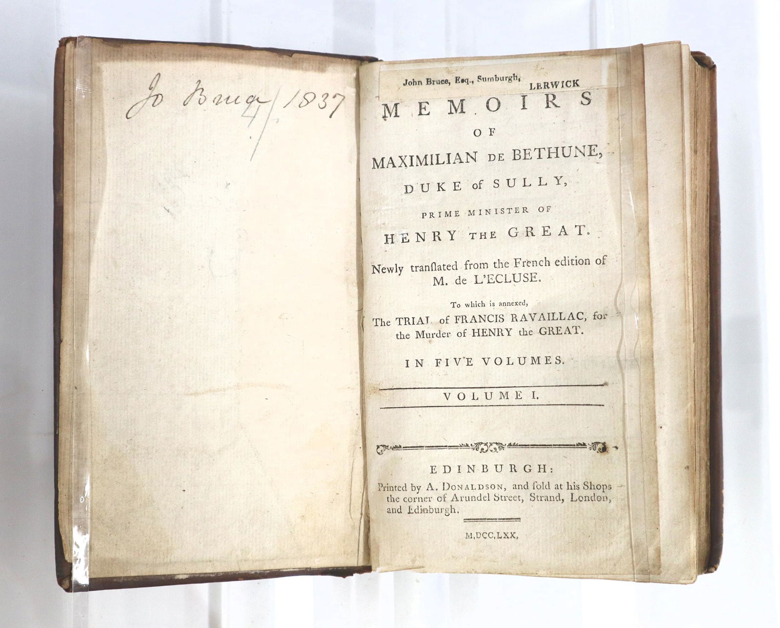 L'Ecluse Memiors of Maximilian de Bethune Vol I-V (1 of 2)