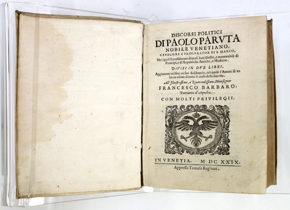 Antique Book w/ Paruta Discorsi Politici & Battista Mercurio Veridico (1 of 3)