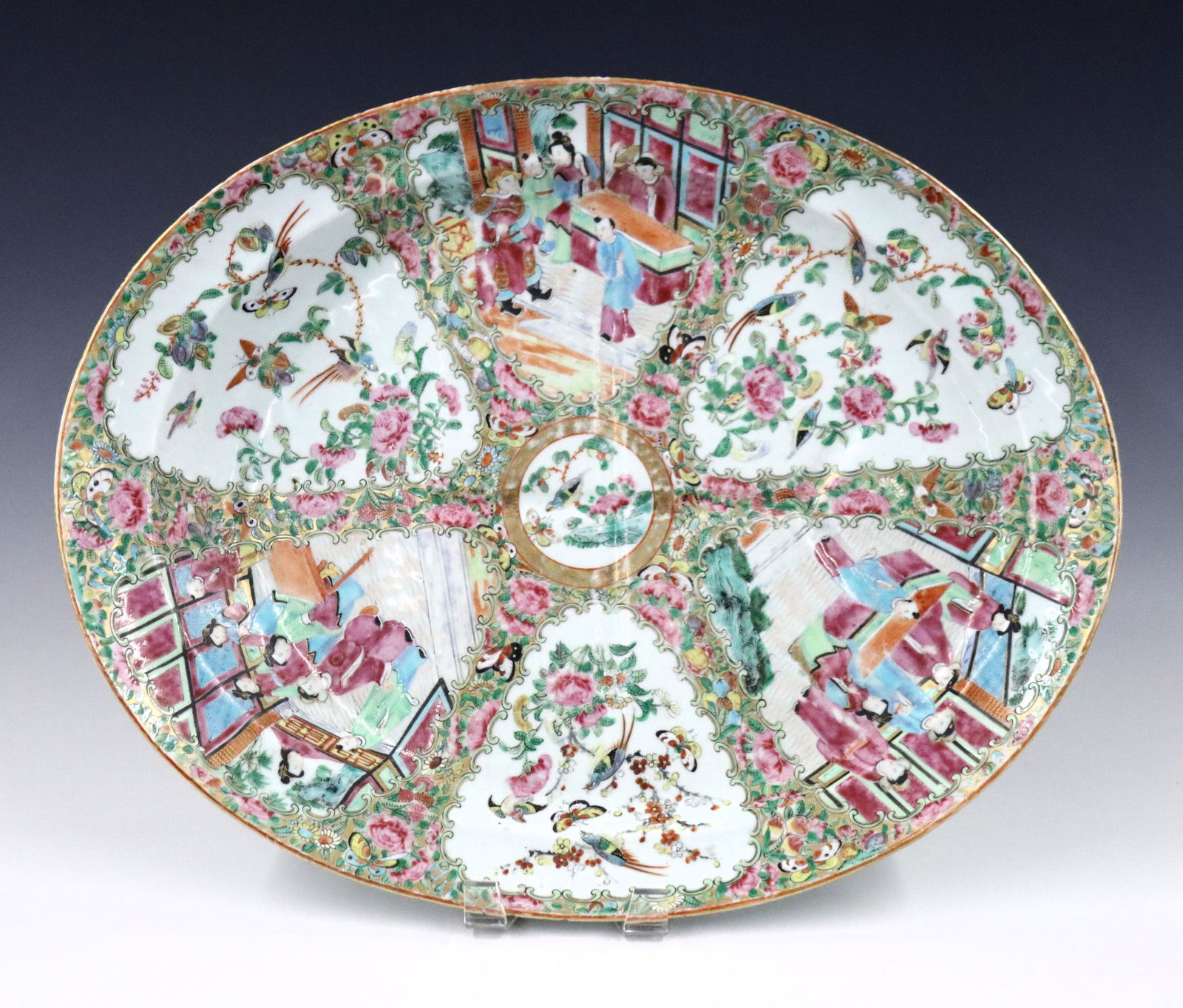 Chinese Rose Medallion Carving Platter (1 of 2)