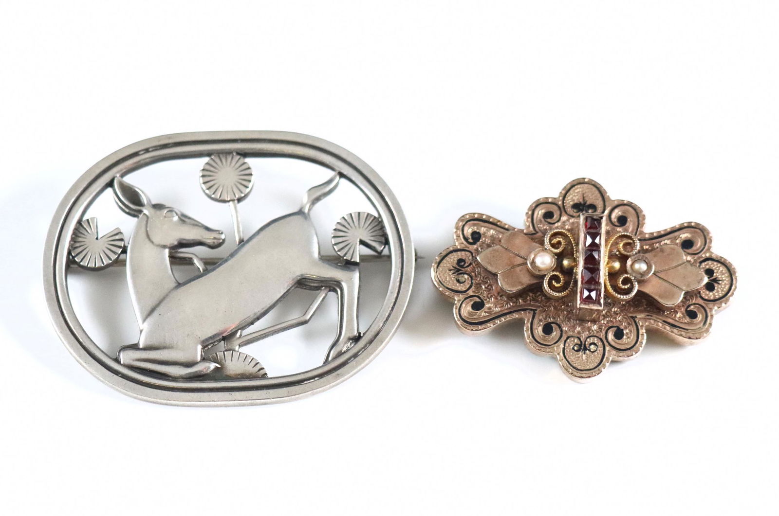 10k Gold & Jenson Sterling Brooches (1 of 6)