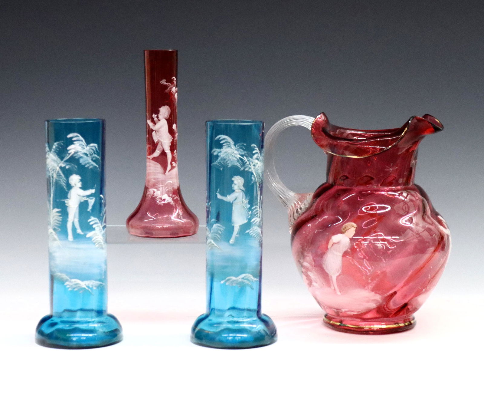 4 Pc Mary Gregory Art Glass (1 of 8)