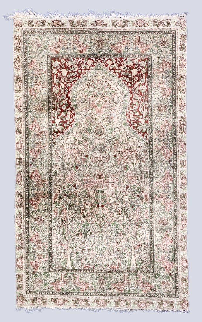 Indo-Persian Silk Prayer Rug (1 of 4)