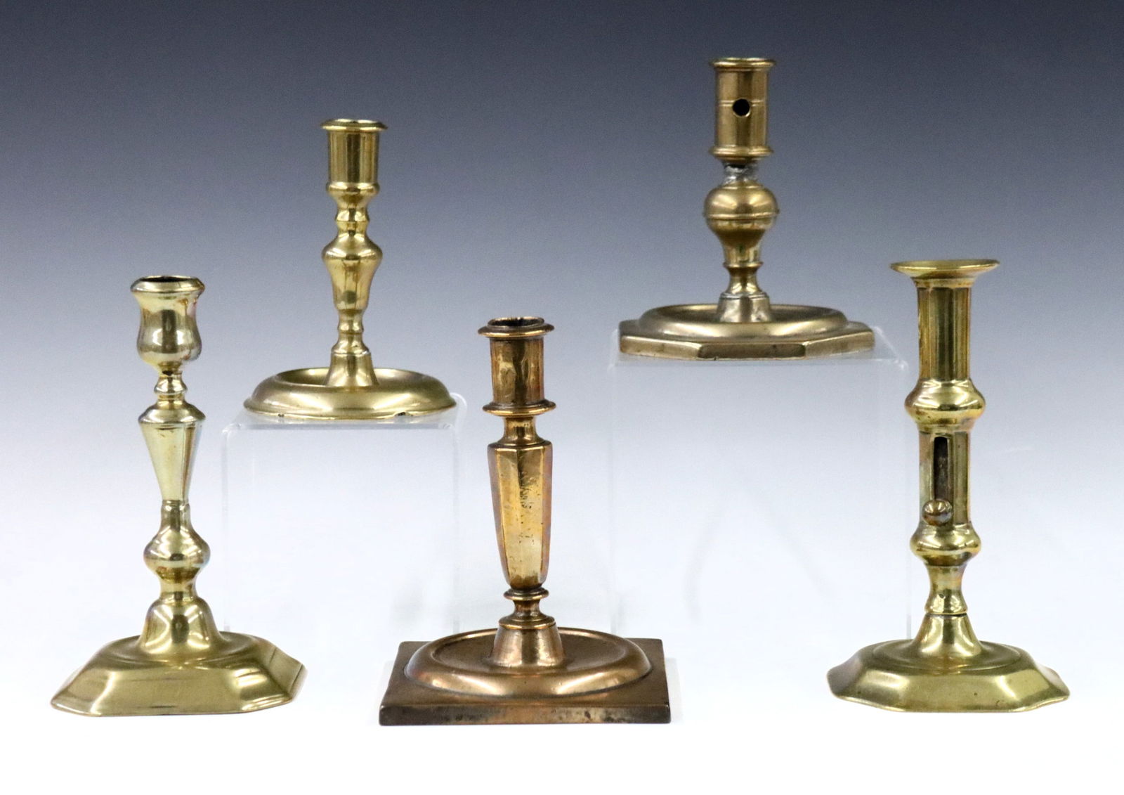 5 Brass Candlesticks (1 of 2)