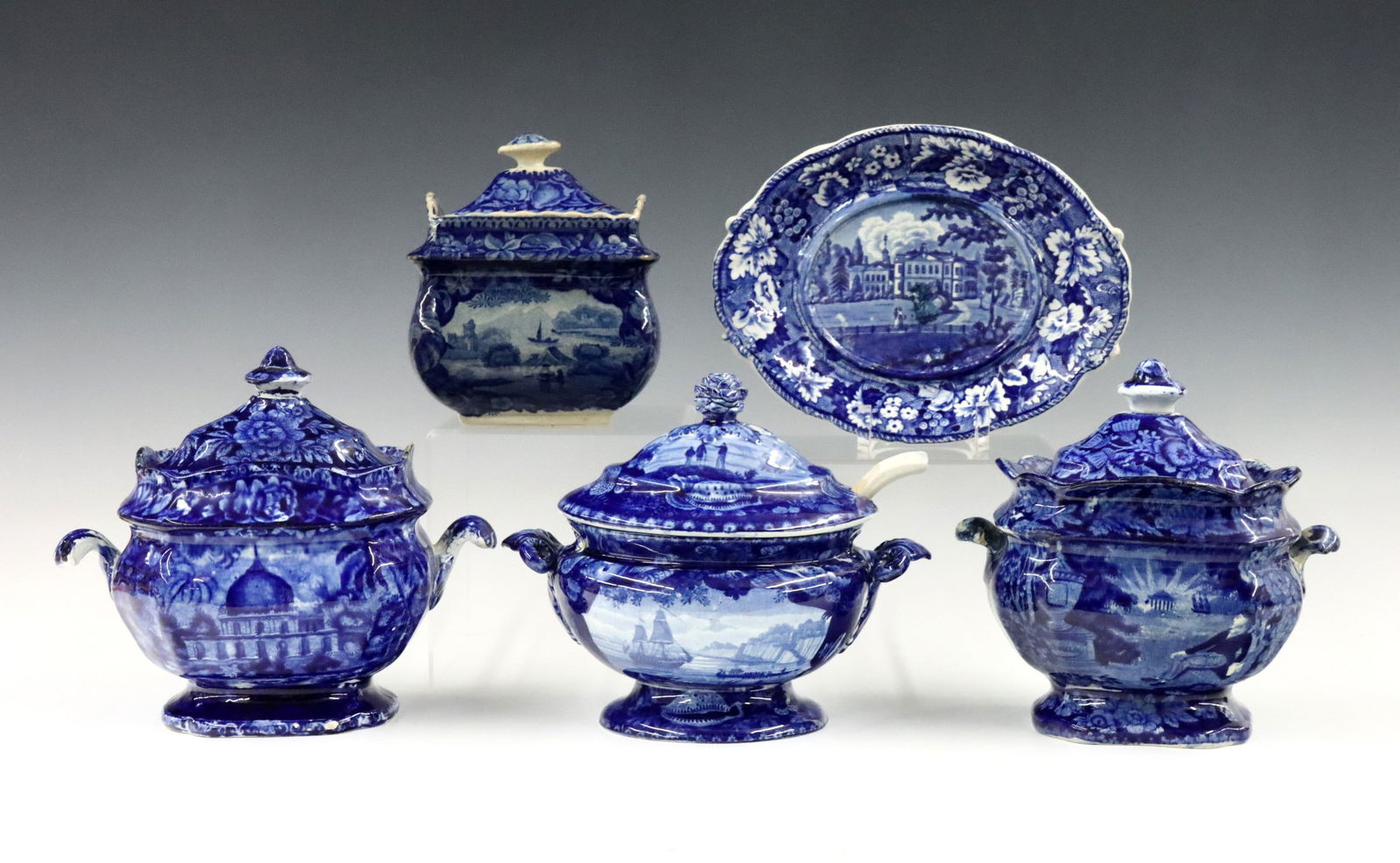 5 pc Staffordshire Blue and White (1 of 2)