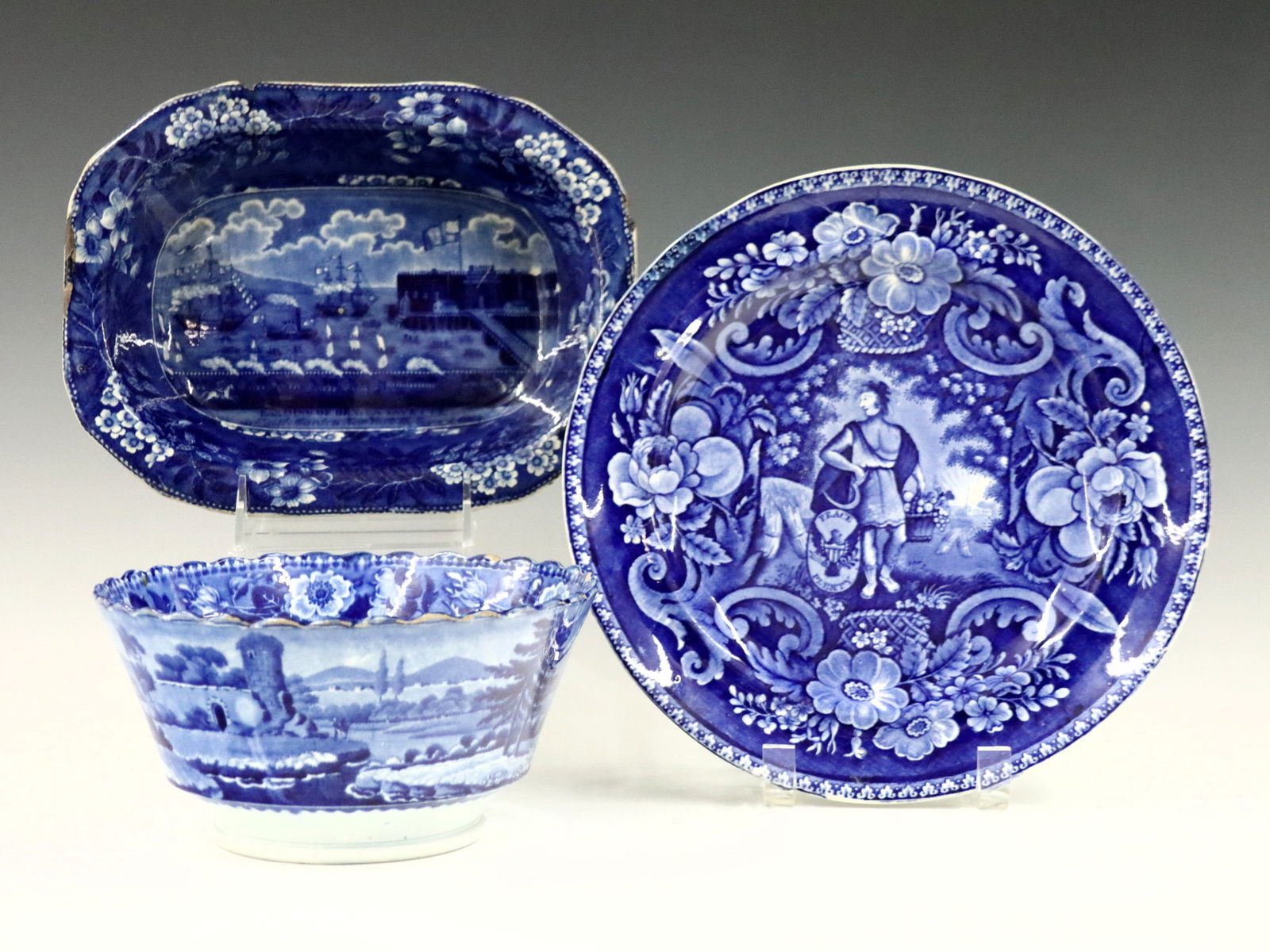 3 pc Staffordshire Blue and White (1 of 4)