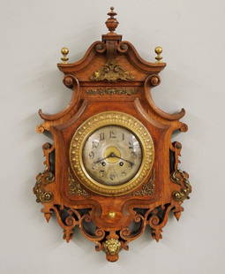 Lenzkirch Wall Clock: A late 19th century Lenzkirch Gallery clock. 8-day spring driven time and strike movement with convex Silvered dial and Arabic numerals, serial #1 Million 248777 indicates a production date of 1899. F