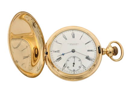 14k Gold Howard Presentation Pocket Watch: A 14k Gold Howard Presentation pocket watch. Inscription on cuvette reads "Presented by Light Battery E First US Artillery and Troops B and K Seventh US Cavalry" with US Artillery Battery "E" crossed