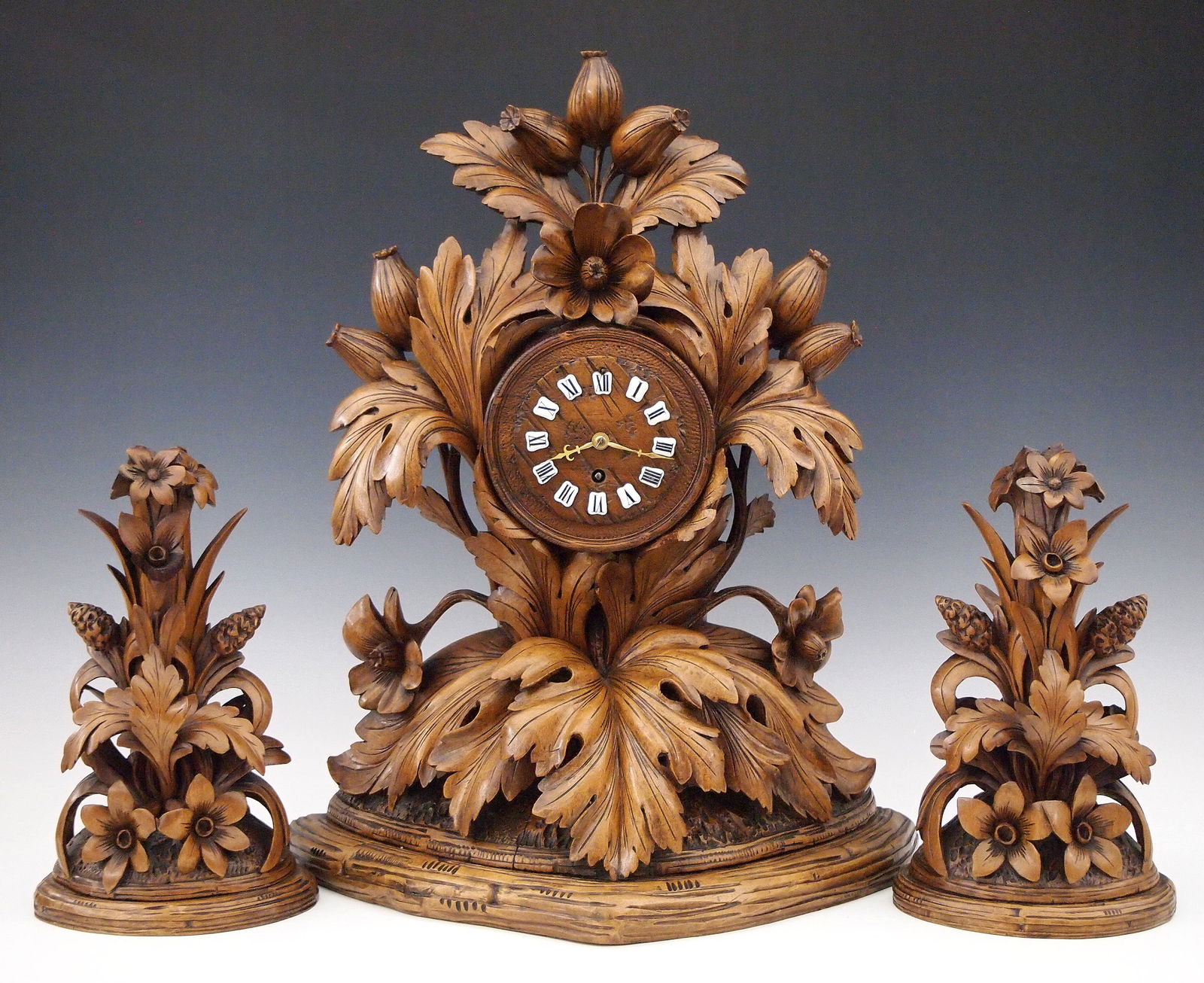 Black Forest Table Mantel Clock Set (1 of 6)