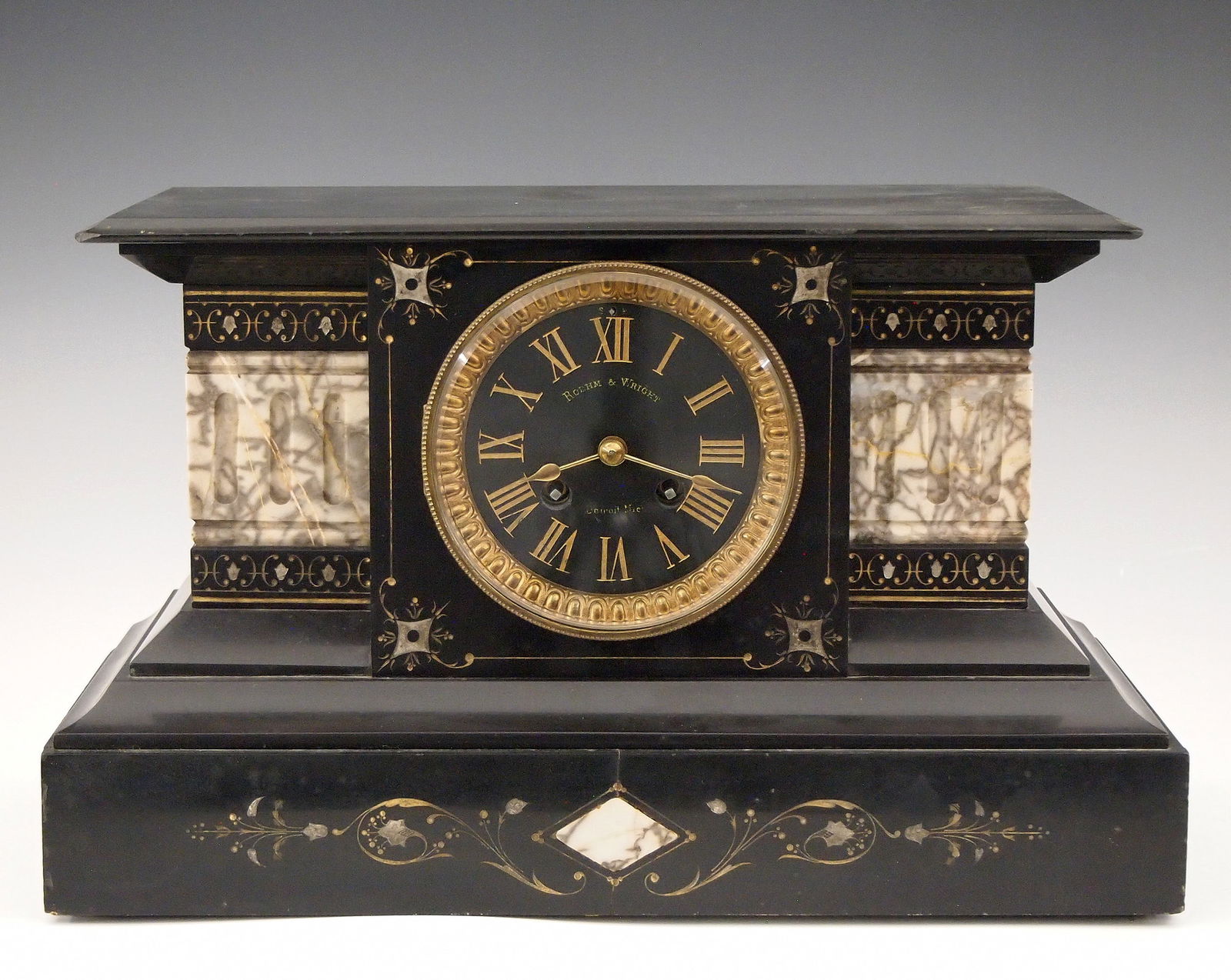 French Black Marble Mantel Clock (1 of 5)