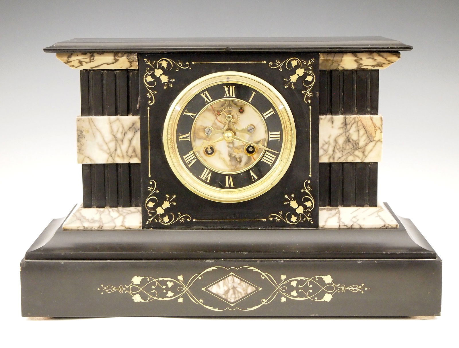 French Black Marble Mantel Clock (1 of 5)
