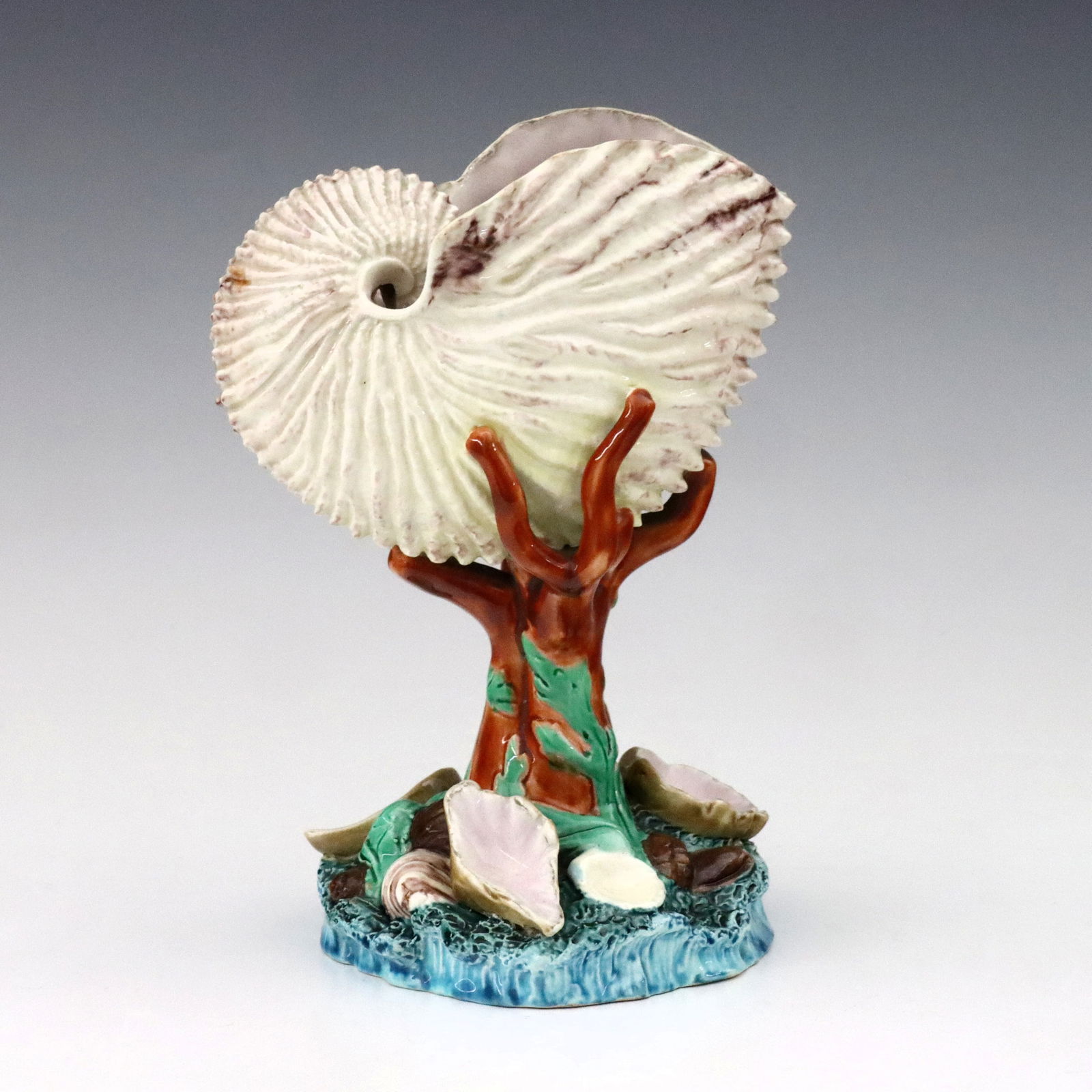 Royal Worcester Majolica Nautilus Vase (1 of 3)