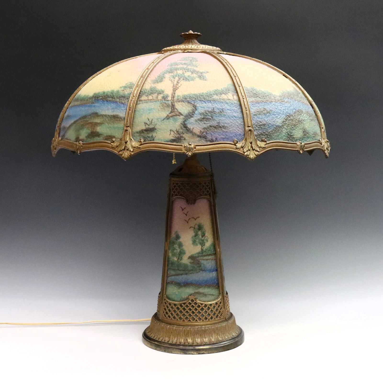 American Reverse Painted Table Lamp (1 of 3)