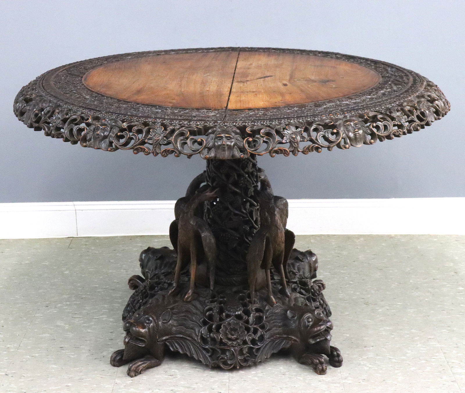 Anglo-Indian Carved Center Table (1 of 4)