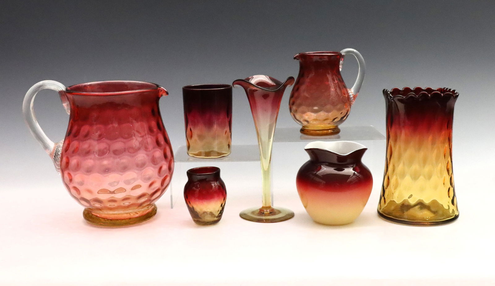 7 pc Amberina & Peachblow Art Glass (1 of 1)