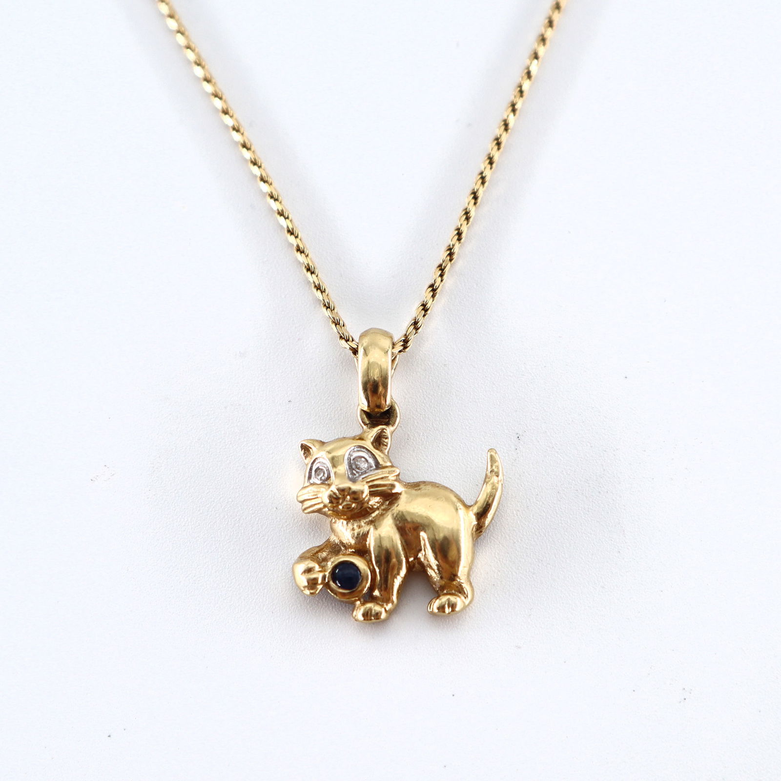 18k Gold Cat Charm & 14k Chain (1 of 4)