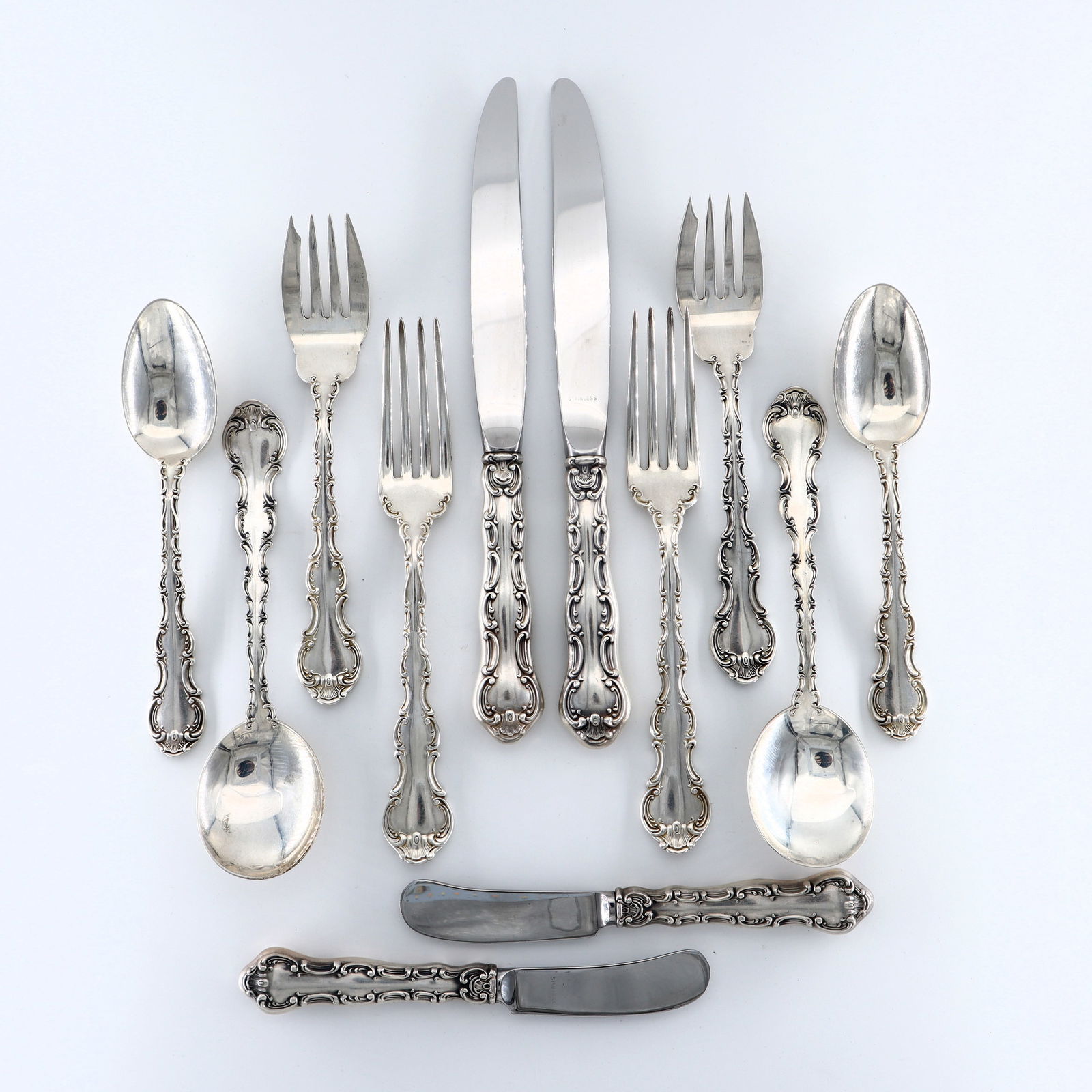 68 pcs Gorham Strasbourg Sterling Flatware (1 of 3)