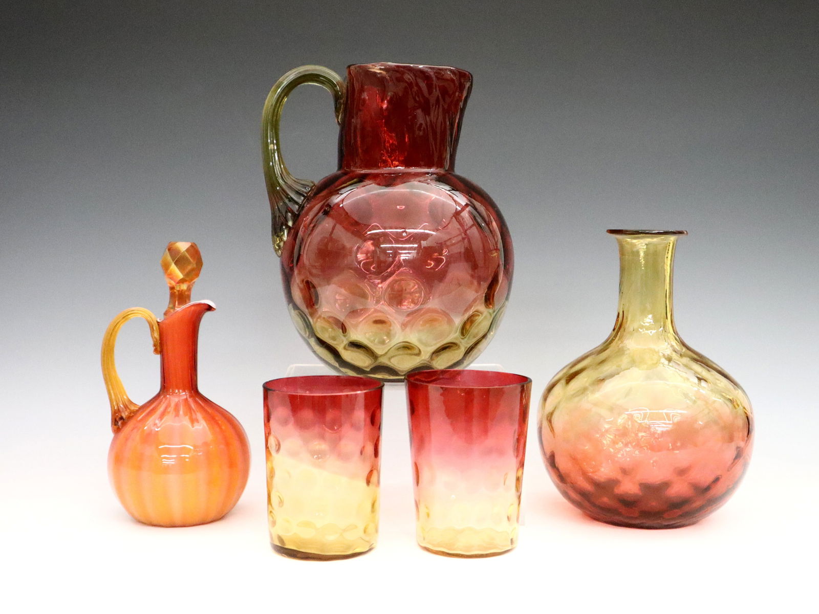 5 pc Victorian Amberina Glass (1 of 4)