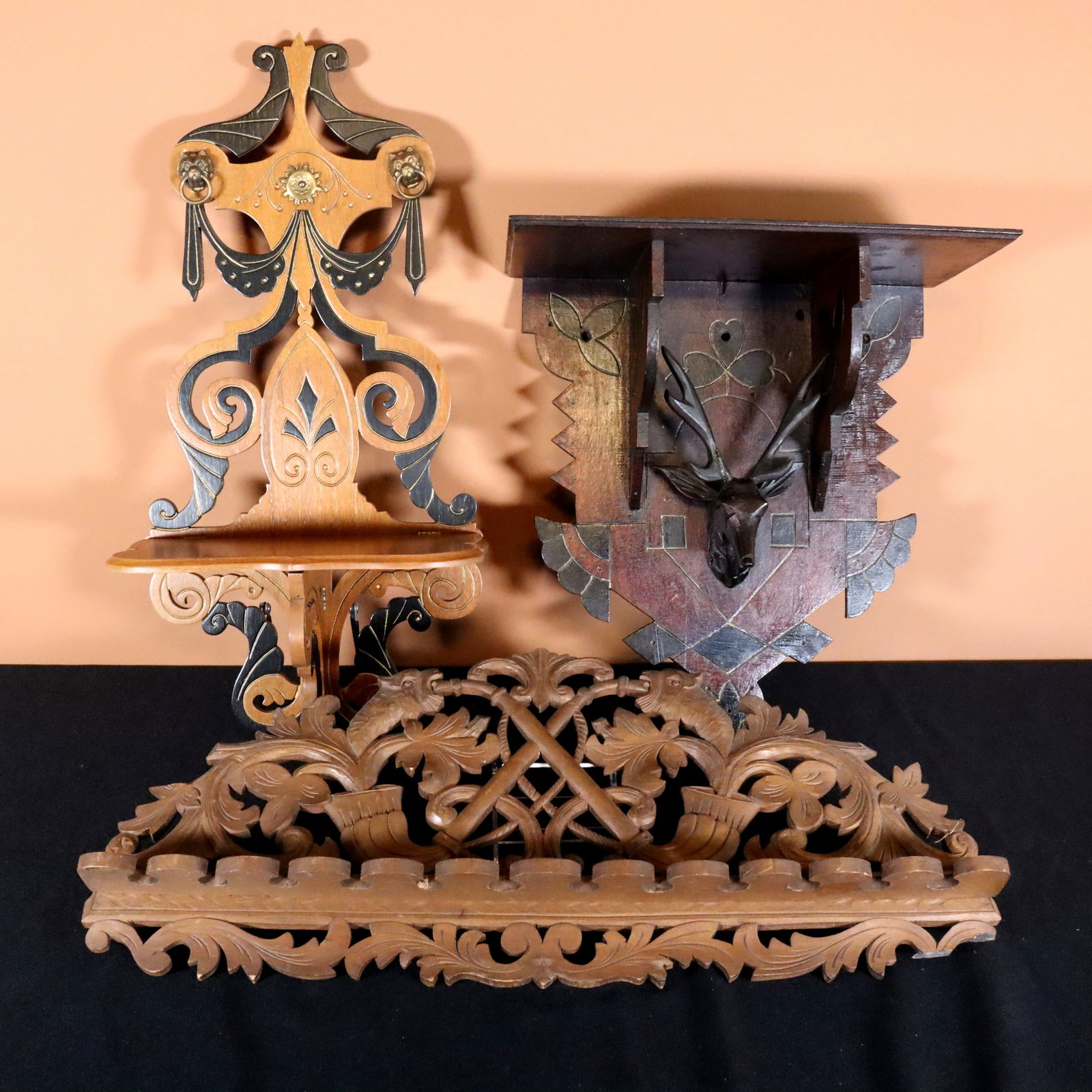 3 Carved Wall Racks/Shelf (1 of 1)