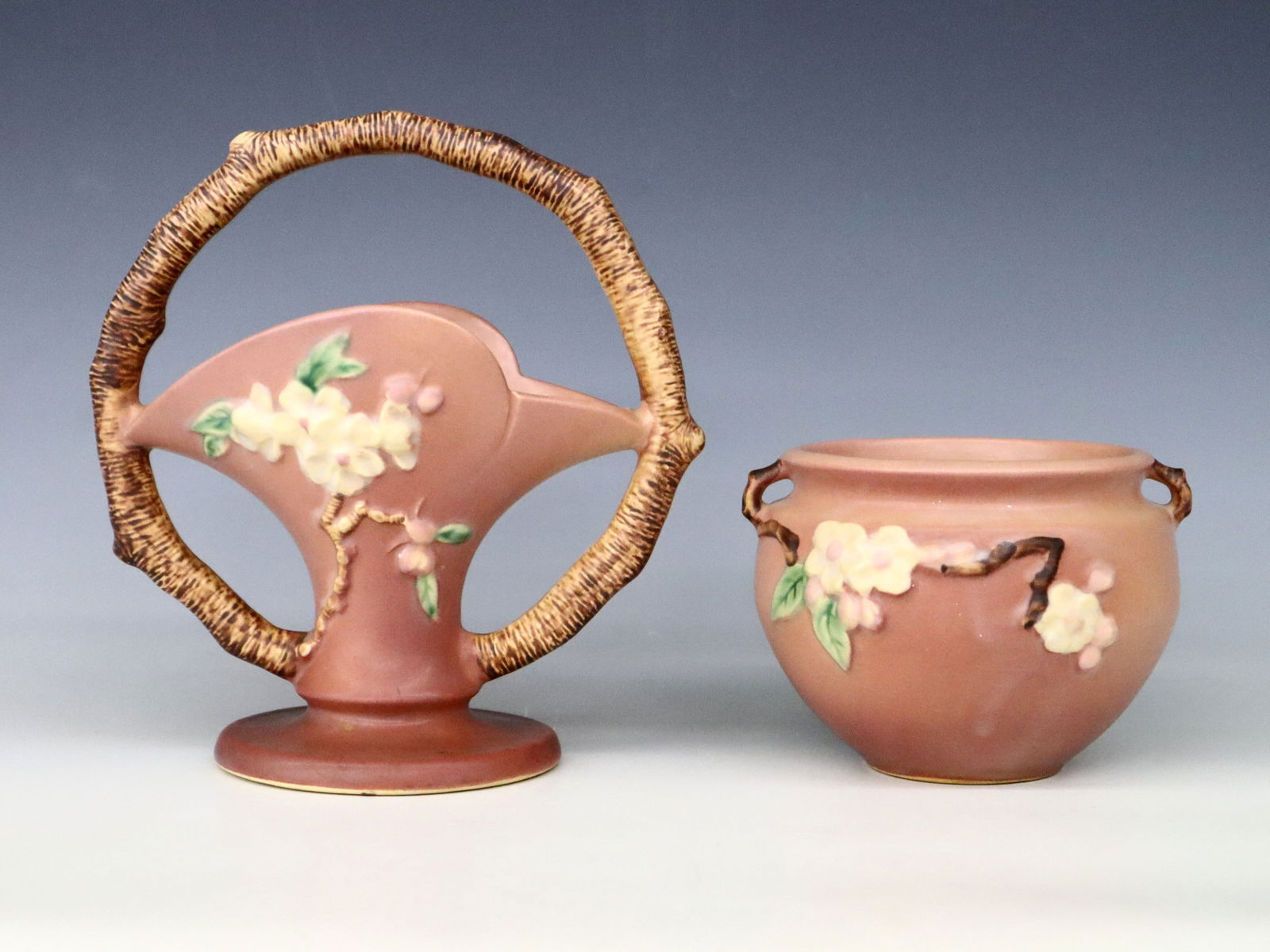2 Roseville Apple Blossom Pottery Vases (1 of 4)
